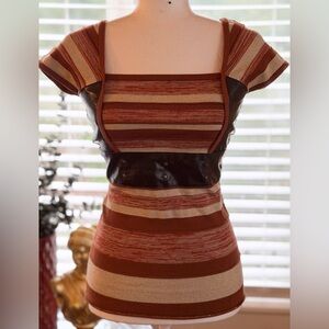 WOW Couture Rust and Beige Knit Top